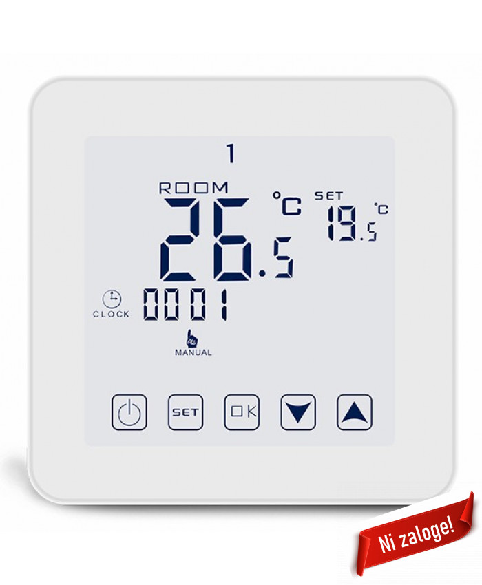 Sobni termostat IB5-5 z upravljanjem na dotik - touch in osvetlitvijo iz ozadja