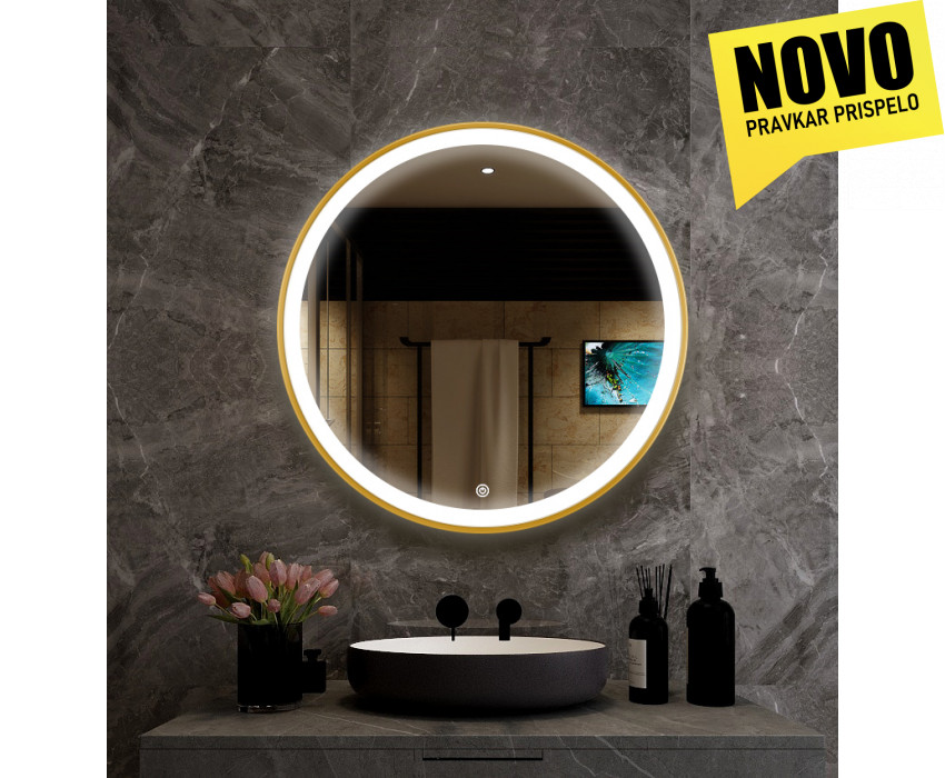 Luksuzno kopalniško ogledalo s funkcijo proti rošenju in LED osvetlitvijo na dotik - fi60cm